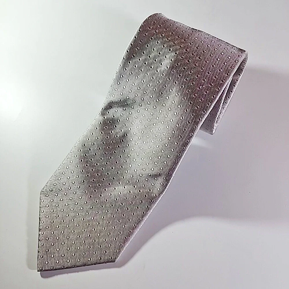 Prochownick Gray with Gray Dots Silk Tie Necktie - Made in Italy - Like New